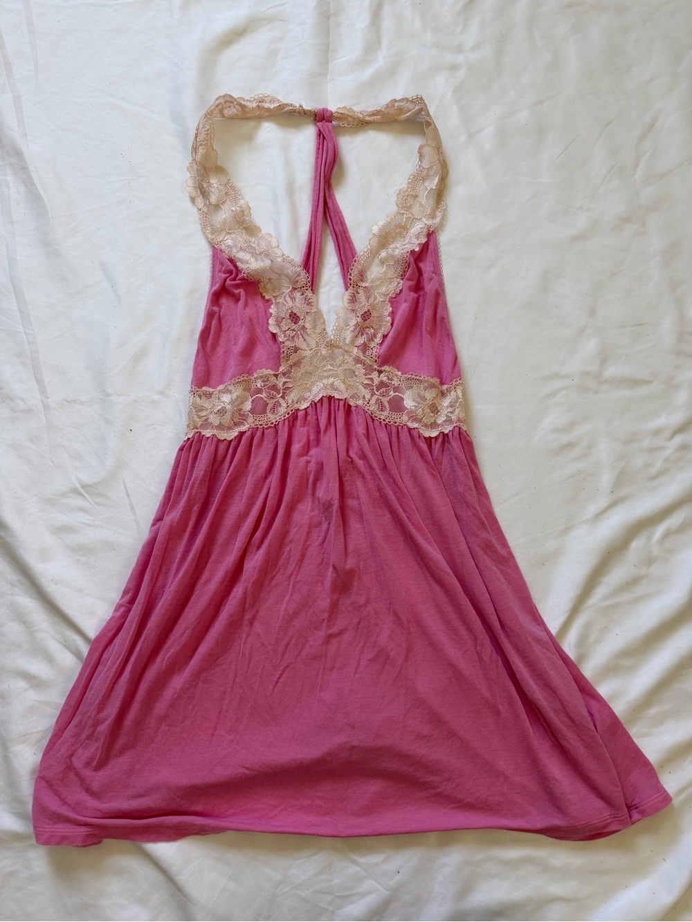 Victoria's Secret Pink Chemise with Cream Lace Trim